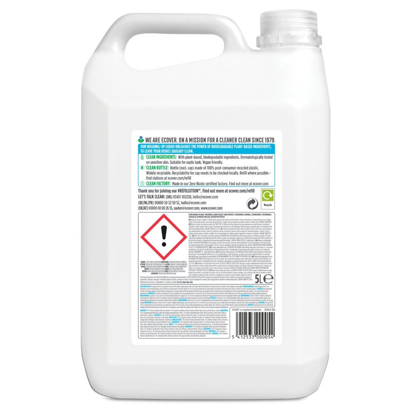ecover Sensitive Washing up Liquid Refill Camomile and Clementine Scent - 5 litre - Image 2